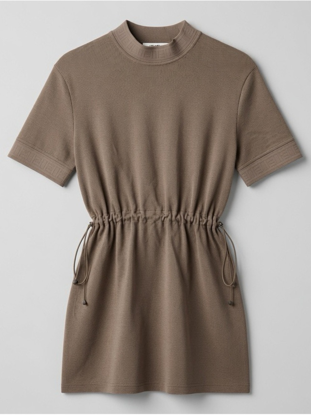Hermes Taupe Drawstring-Waist Mini Dress